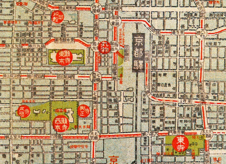 京都市街全図（1941年　和楽路屋）の一部抜粋