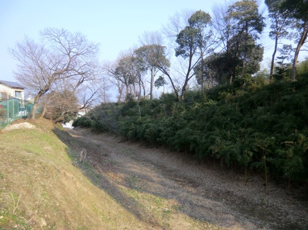 ③　大宮土居町　　250ｍの土塁と堀