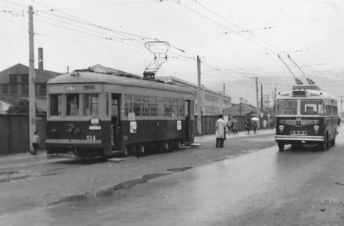 市電梅津線がトロリーバスに転換される直前の梅津付近