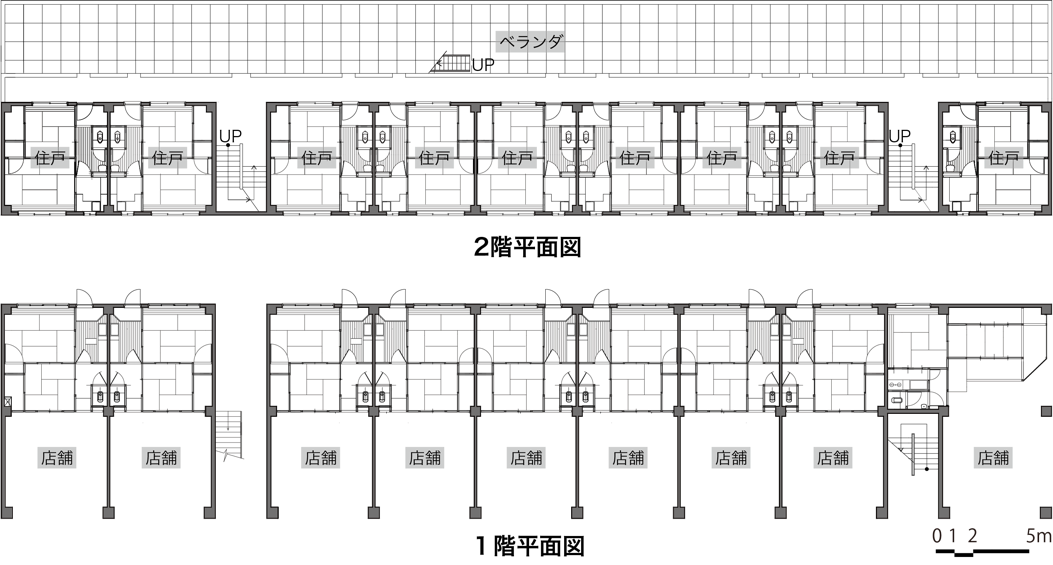 図1.出水団地2棟 1,2階平面図